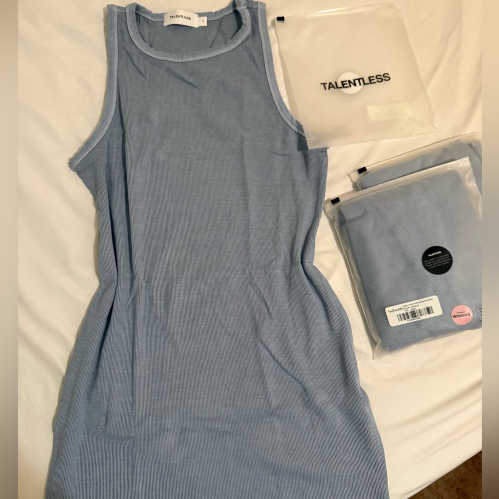 L/XL Rib High-Neck Contour Dress – Ash Blue CHOOSE YOUR SIZE